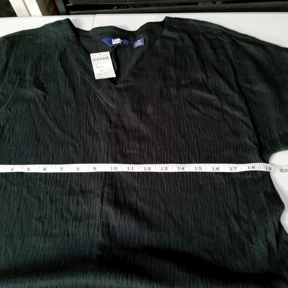 Lands End Womens Black Crinkle Midi Dress Size M V-neckline  Crinkle texture - Picture 5 of 8